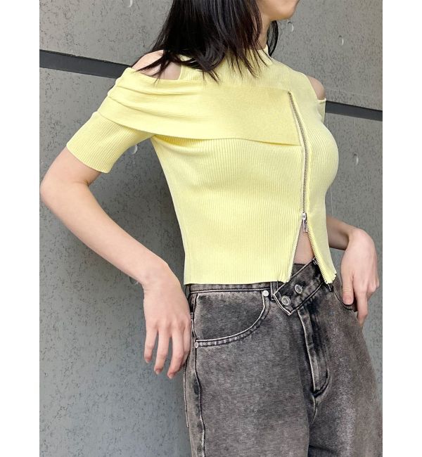 MURUA「ショルダーカットZIPハーフニット」|ニット・セーター|