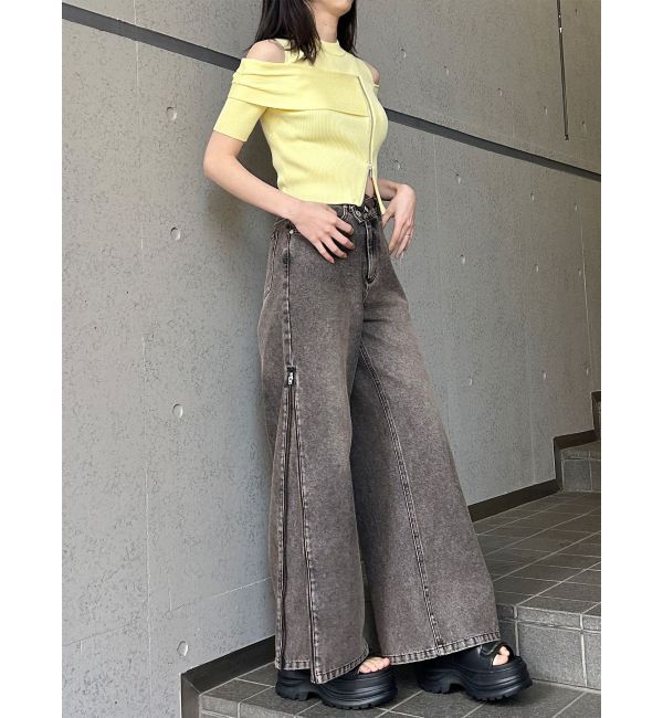 MURUA「ショルダーカットZIPハーフニット」|ニット・セーター|