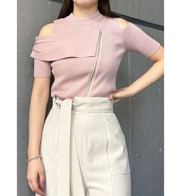 MURUA「ショルダーカットZIPハーフニット」|ニット・セーター|