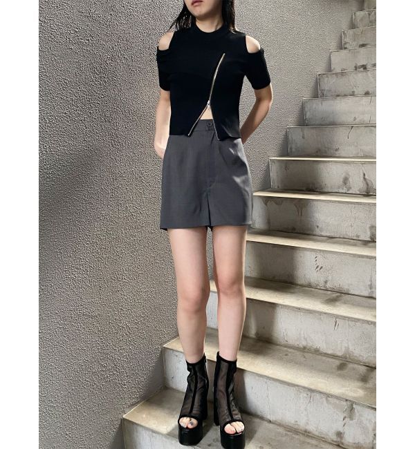 MURUA「ショルダーカットZIPハーフニット」|ニット・セーター|