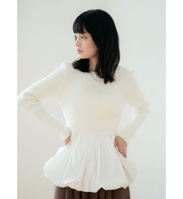 Ungrid「バルーンデザインバックオープンニット」|ニット・セーター|アイボリー