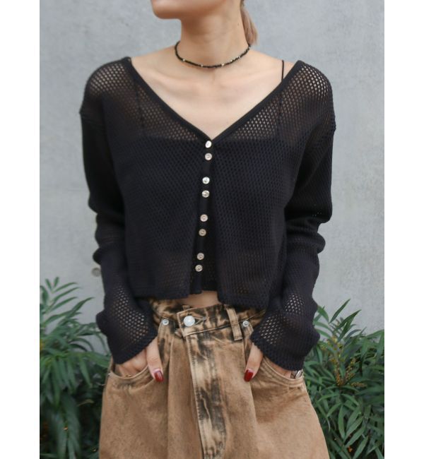 Ungrid「メッシュショートカーディガン」|カーディガン|