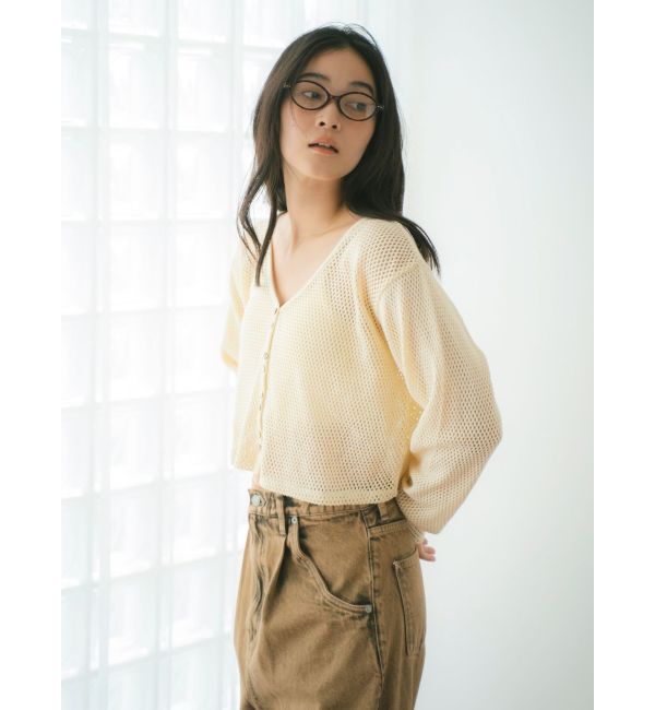 Ungrid「メッシュショートカーディガン」|カーディガン|