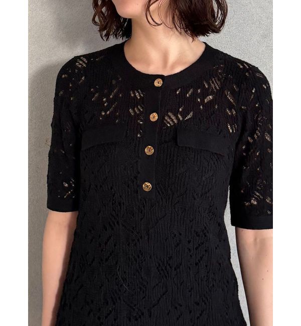 LAGUNAMOON「パターンニッティングフロントボタンワンピース」|ワンピース|