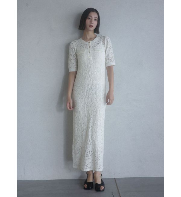 LAGUNAMOON「パターンニッティングフロントボタンワンピース」|ワンピース|