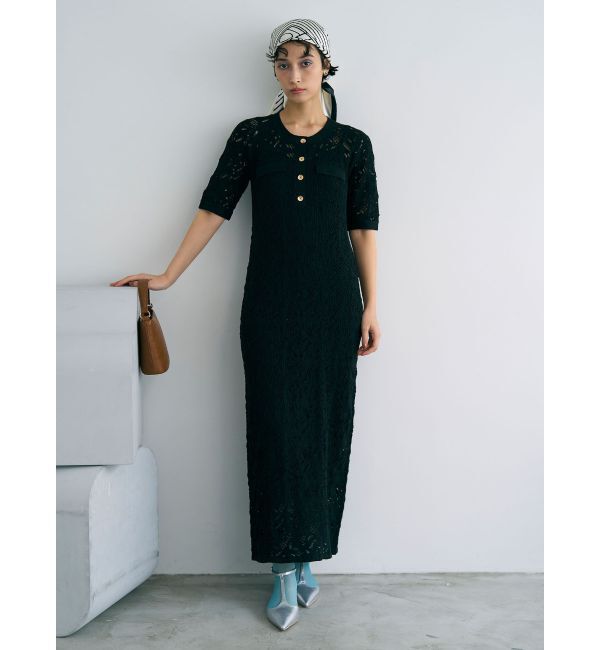 LAGUNAMOON「パターンニッティングフロントボタンワンピース」|ワンピース|