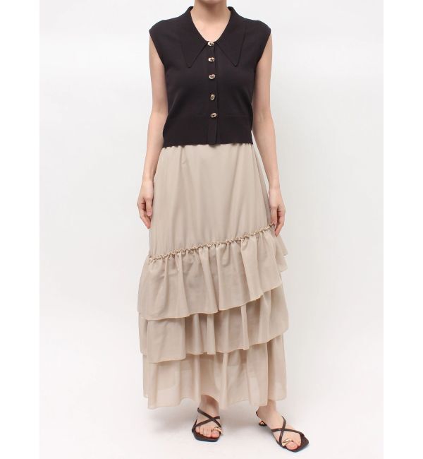 LAGUNAMOON「ニット&times;ティアードスカートドッキングワンピース」|ワンピース|