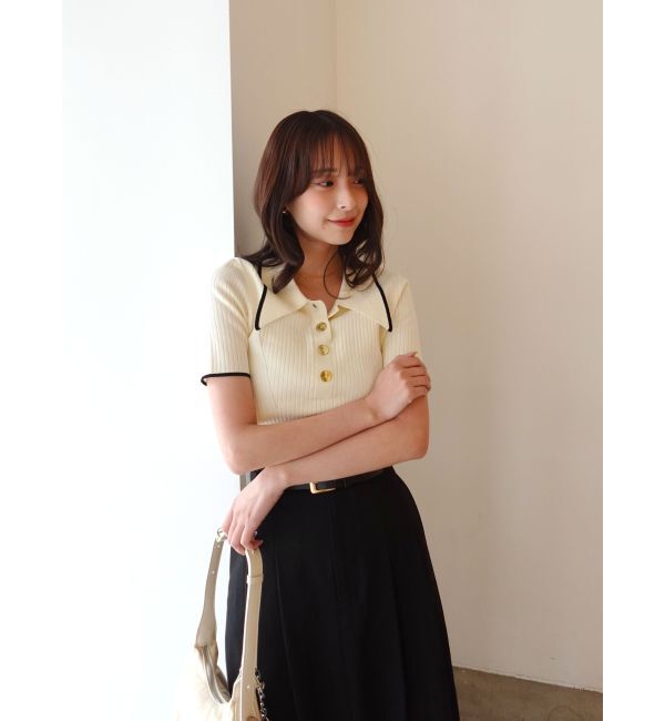 LAGUNAMOON「カラーネックラインニットプルオーバー」|ニット・セーター|