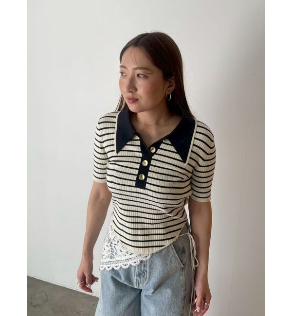 LAGUNAMOON「カラーネックラインニットプルオーバー」|ニット・セーター|