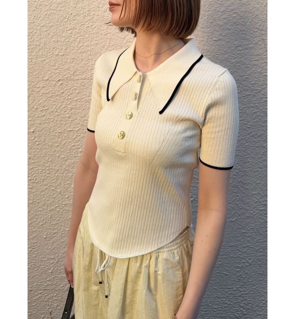 LAGUNAMOON「カラーネックラインニットプルオーバー」|ニット・セーター|