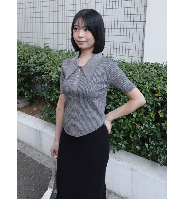 LAGUNAMOON「カラーネックラインニットプルオーバー」|ニット・セーター|