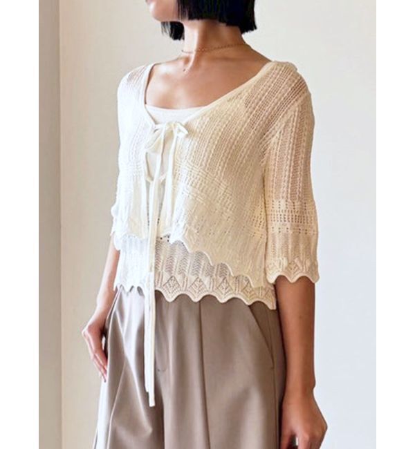 LAGUNAMOON「スカラップヘムレースニットアンサンブル」|ニット・セーター|ホワイト