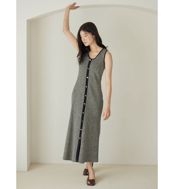 LAGUNAMOON「フロントボタンランジニットワンピース」|ワンピース|ブラック