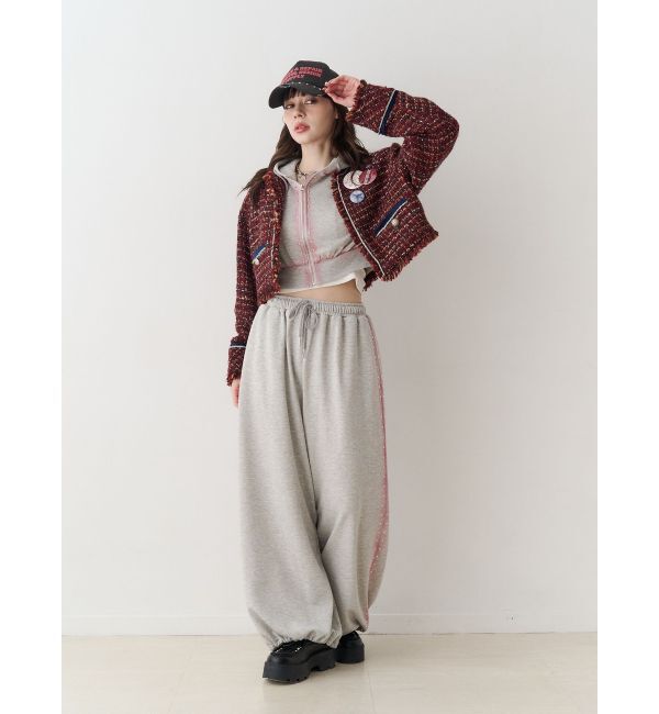 jouetie「【PosTokyo】ノーカラーツイードジャケット」|ノーカラージャケット|