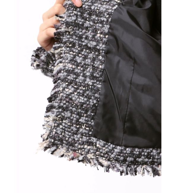 jouetie「【PosTokyo】ノーカラーツイードジャケット」|ノーカラージャケット|