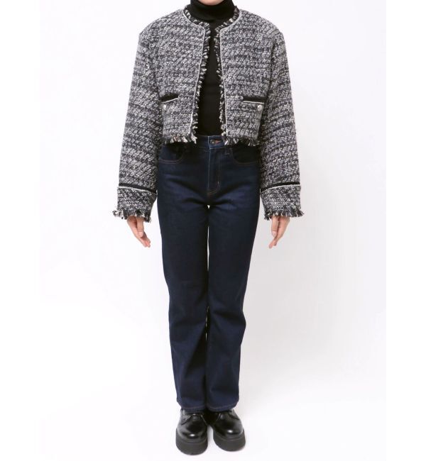 jouetie「【PosTokyo】ノーカラーツイードジャケット」|ノーカラージャケット|