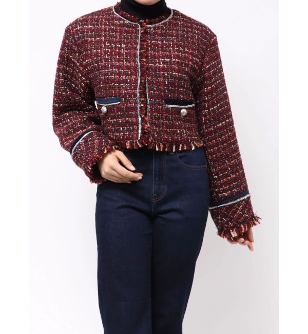 jouetie「【PosTokyo】ノーカラーツイードジャケット」|ノーカラージャケット|