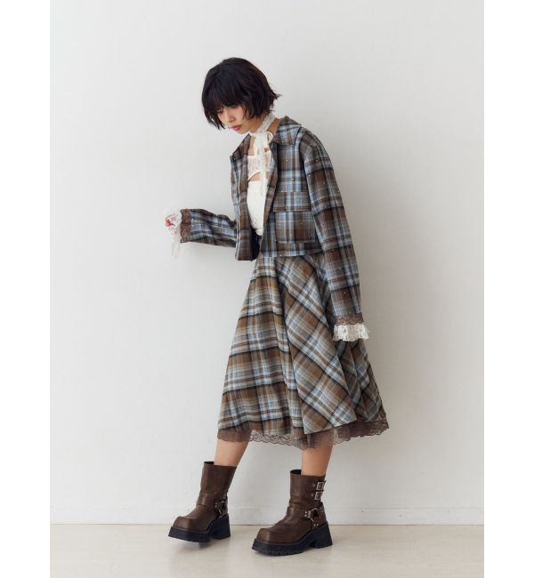 jouetie「ステンカラーラインストーンショートジャケット【セットアップ対応】」|テーラードジャケット|