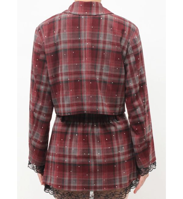 jouetie「ステンカラーラインストーンショートジャケット【セットアップ対応】」|テーラードジャケット|