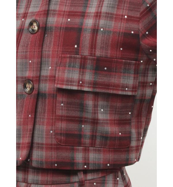 jouetie「ステンカラーラインストーンショートジャケット【セットアップ対応】」|テーラードジャケット|