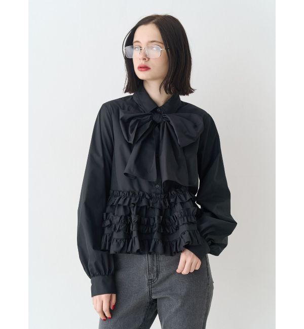 jouetie「リボンタイフリルショートシャツ」|シャツ・ブラウス|
