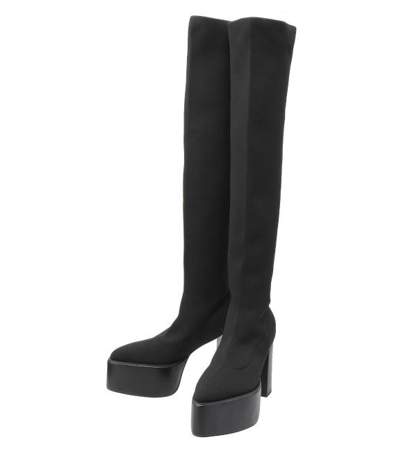 GYDA「チャンキーソール KNEEニットブーツ」|ロングブーツ|