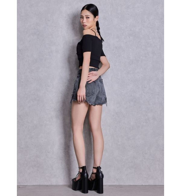 GYDA「ハーフスリーブカシュクールオフショルショートトップス」|Tシャツ・カットソー|