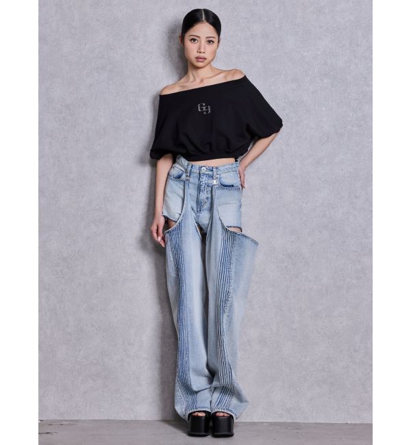 GYDA「GGエンボスオフショルトップス」|Tシャツ・カットソー|