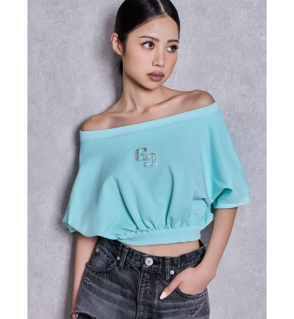 GYDA「GGエンボスオフショルトップス」|Tシャツ・カットソー|ミントグリーン