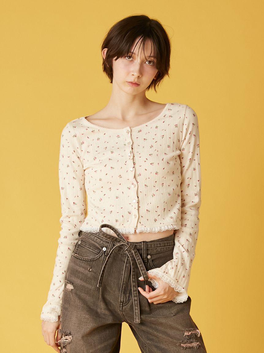 FURFUR「ミニフラワープリントカーディガン」|カーディガン|