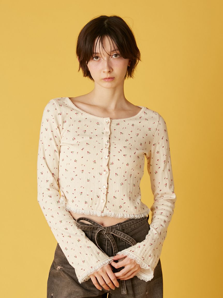 FURFUR「ミニフラワープリントカーディガン」|カーディガン|