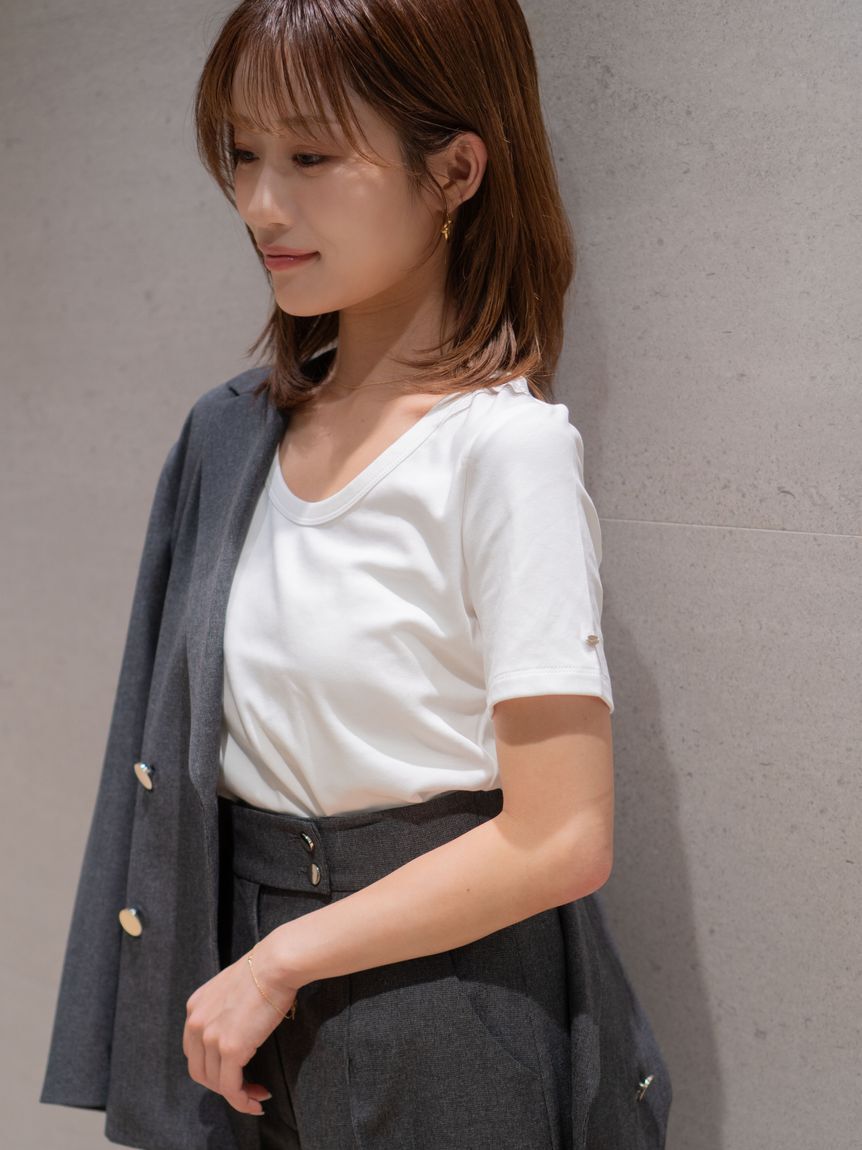 SNIDEL「UネックTシャツ」|Tシャツ・カットソー|