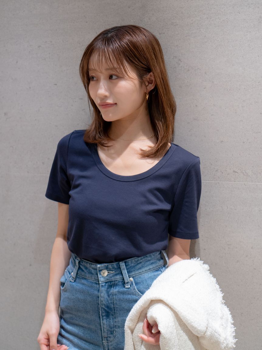 SNIDEL「UネックTシャツ」|Tシャツ・カットソー|NVY