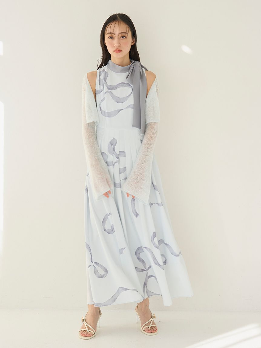 SNIDEL「【WEB限定カラーあり】リボンディテールカーデセットワンピース」|ワンピース|LBLU