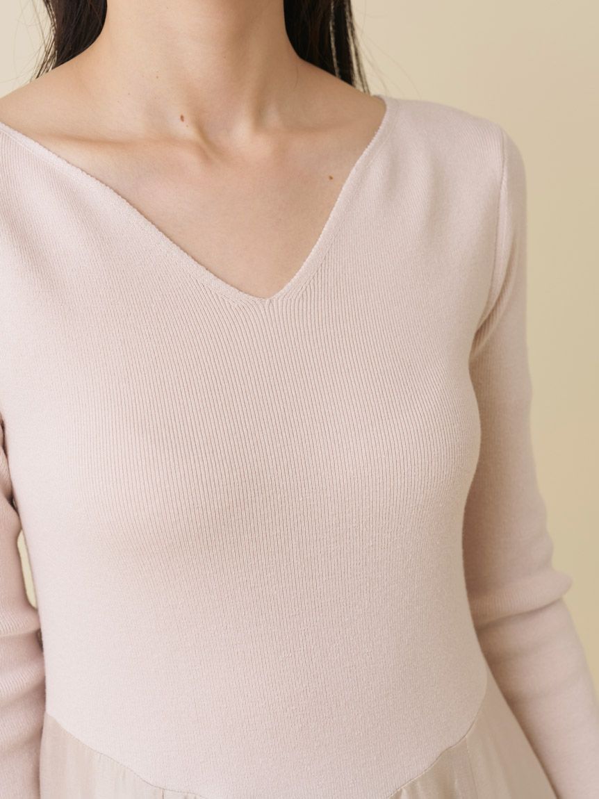 SNIDEL「ハートネックシアーフレアコンビワンピース」|ワンピース|