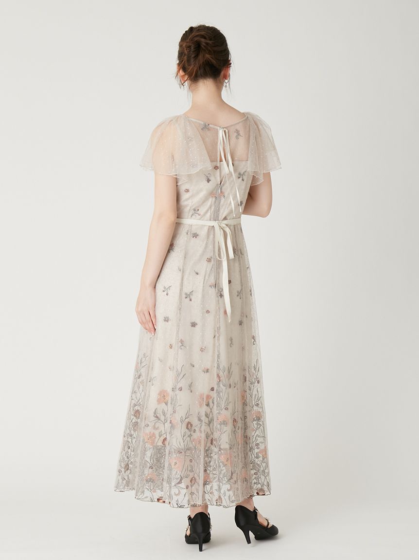 FRAY I.D「フラワーエンブロイダリーチュールレイヤードドレス」|ドレス|