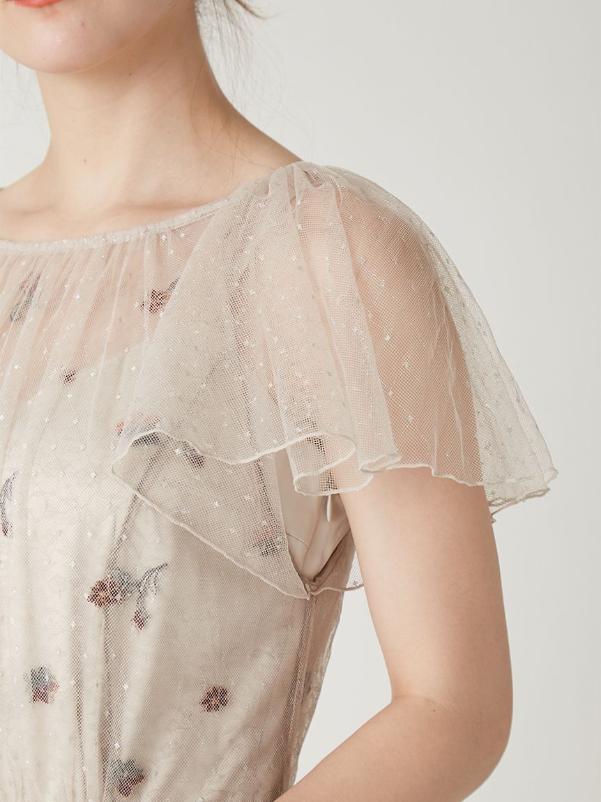 FRAY I.D「フラワーエンブロイダリーチュールレイヤードドレス」|ドレス|