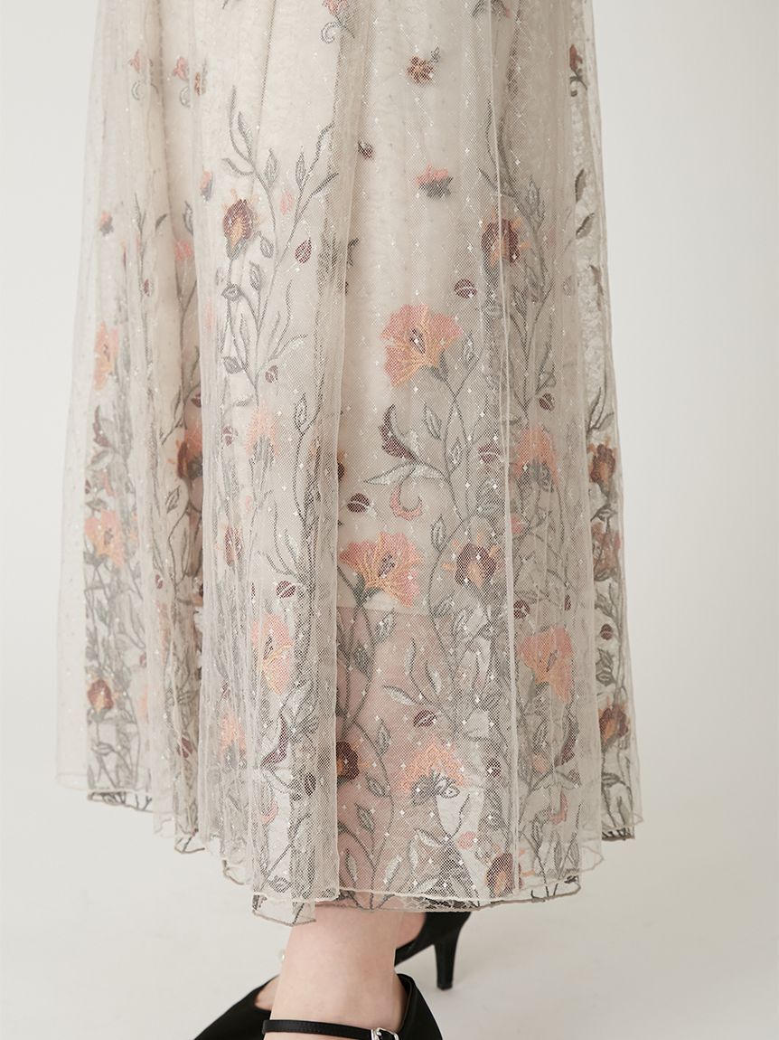 FRAY I.D「フラワーエンブロイダリーチュールレイヤードドレス」|ドレス|