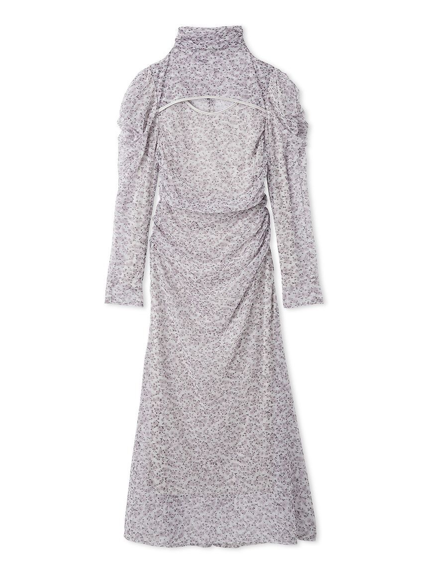 LILY BROWN「カッティングチュールプリントワンピース」|ドレス|