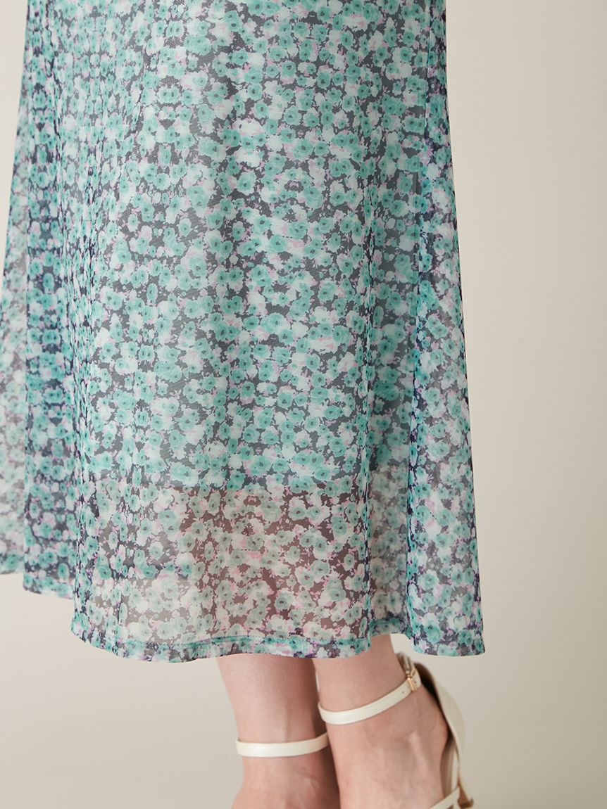 LILY BROWN「カッティングチュールプリントワンピース」|ドレス|