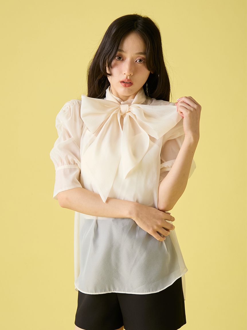 LILY BROWN「オーガンザボウタイブラウス」|シャツ・ブラウス|