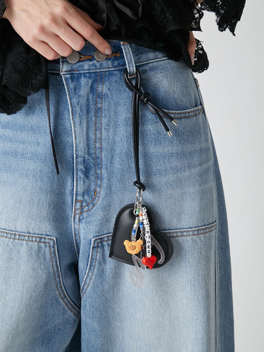 LILY BROWN「ハートモチーフキーチャーム<キーリング付き>」|キーケース|BLK