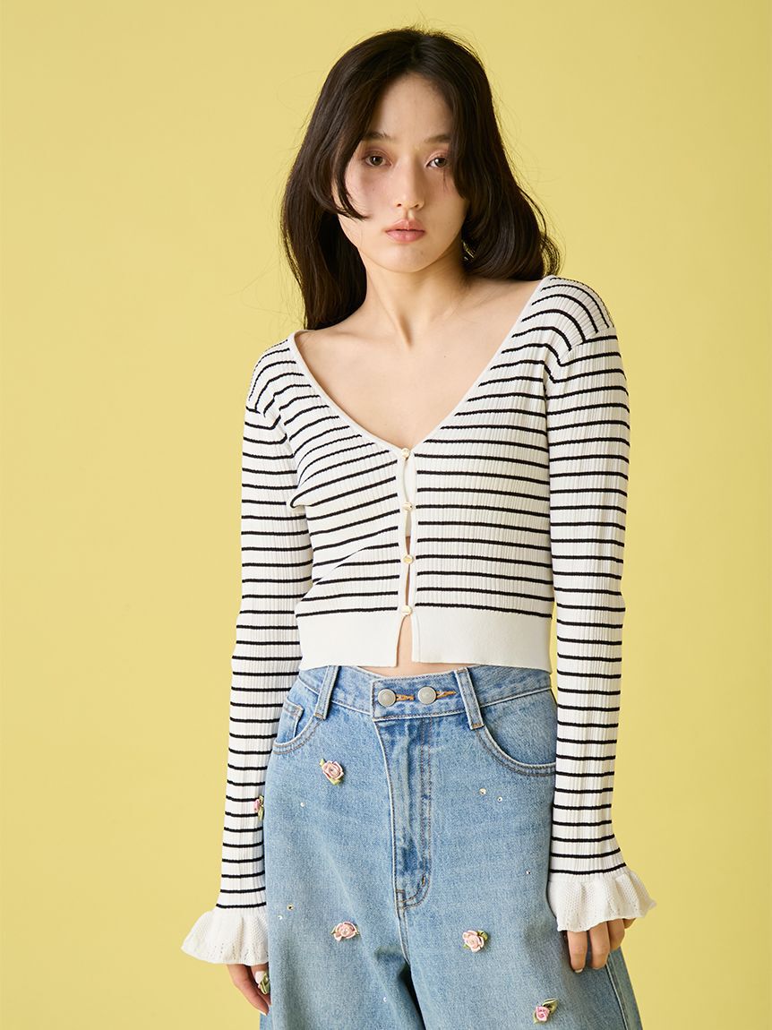 LILY BROWN「ウォッシャブルVネックニットカーディガン」|カーディガン|