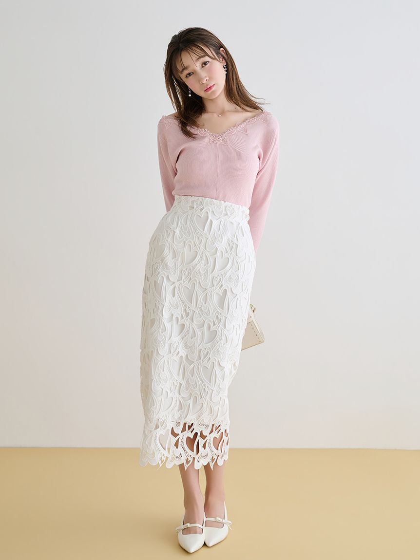 CELFORD「【WEB限定サイズ】ハートレースタイトスカート」|スカート|OWHT