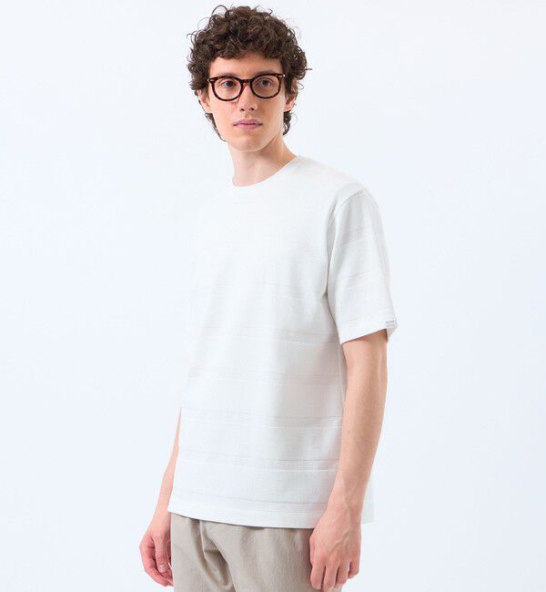 MACKINTOSH PHILOSOPHY「ポップコーンシャドーボーダー クルーネックTシャツ」|Tシャツ・カットソー|ホワイト