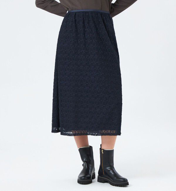 MACKINTOSH PHILOSOPHY「フラワーレースフレアスカート」|スカート|ネイビー