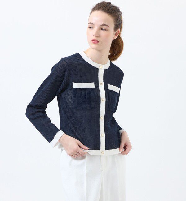 MACKINTOSH PHILOSOPHY「【予約販売】【ROYTON(ロイトン)】シアーワッフルカーディガン」|ニット・セーター|ネイビー