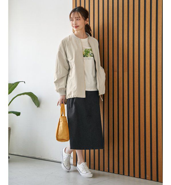 ikka「ミドル丈リブブルゾン」|ブルゾン・スタジャン|