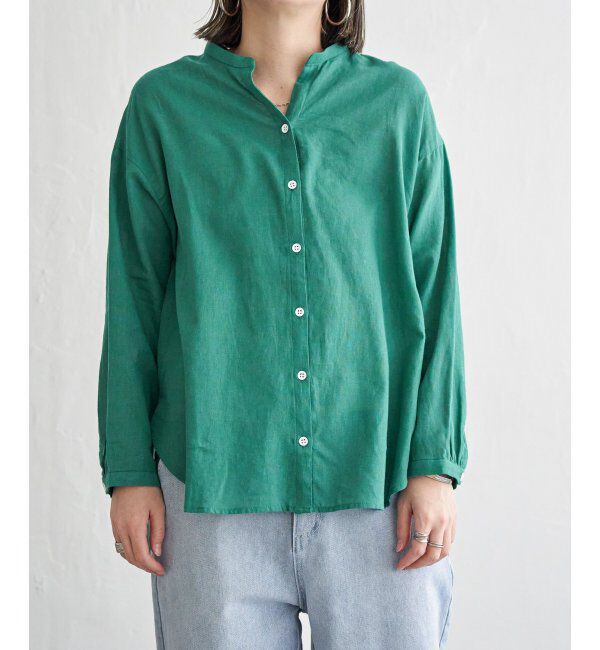 Lbc with Life「リネンコットンバンドカラーシャツ」|シャツ・ブラウス|