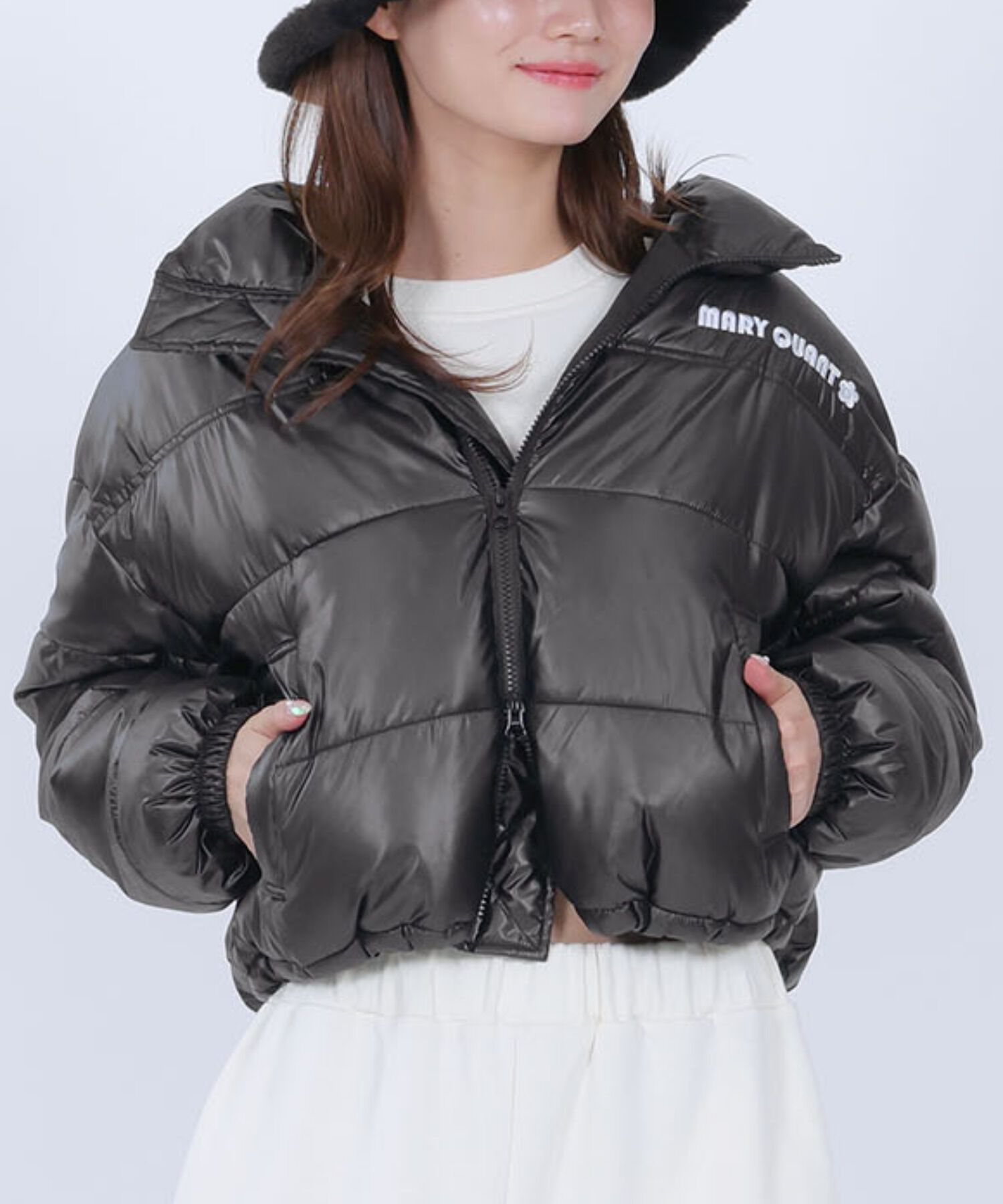 MARY QUANT「パデッドクロップド ブルゾン」|ダウン|ブラック